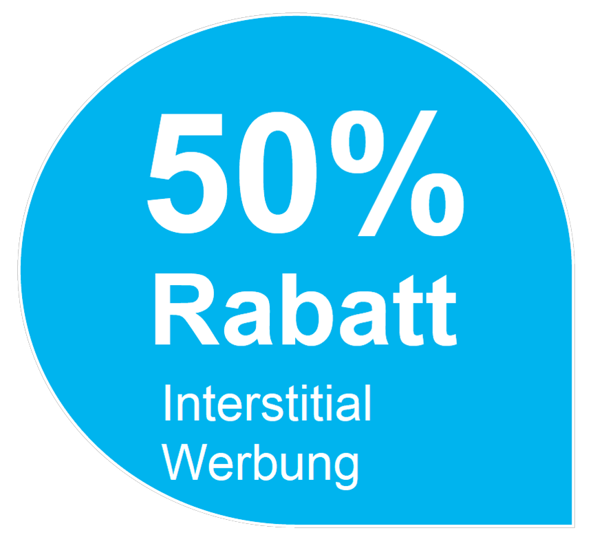 50 % Rabatt Interstitial Werbung Black Week