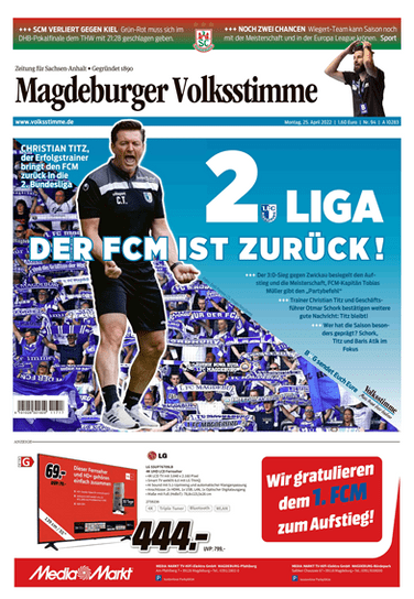 Der FCM ist zurück - Volksstimme feiert Zweitliga-Aufstieg des 1. FC Magdeburg
